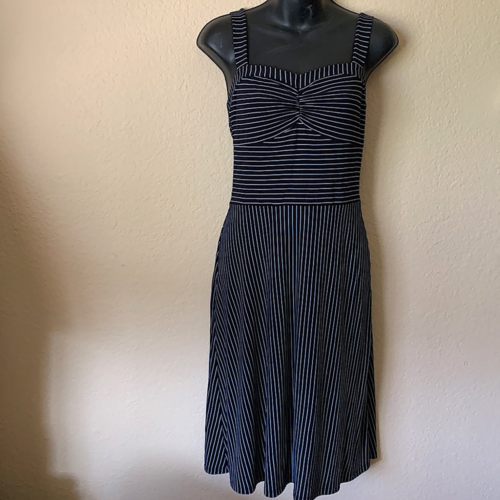 Ann Taylor Loft dark & light blue striped dress - Picture 2 of 7